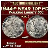 1944-p Walking Liberty Half Dollar Near Top Pop 50