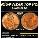 1936-p Lincoln Cent Near Top Pop 1c ms67+ rd SEGS
