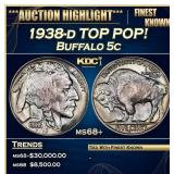 1938-d Buffalo Nickel TOP POP! 5c ms68+ SEGS