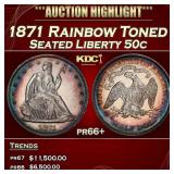 1871 Proof Seated Half Dollar Rainbow Toned 50c pr