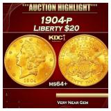 1904-p Gold Liberty Double Eagle $20 ms64+ USCG