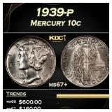 1939-p Mercury Dime 10c ms67+ SEGS