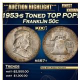 1953-s Franklin Half Dollar Toned TOP POP! 50c ms6