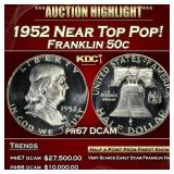 1952 Proof Franklin Half Dollar Near Top Pop! 50c