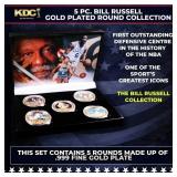 5 Coin Bill Russell Gold Plated Round Collection
