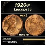 1920-p Lincoln Cent 1c Grades ms66 rd