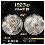 1923-d Peace Dollar $1 Grades ms64+