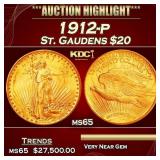 1912-p Gold St. Gaudens Double Eagle $20 ms65 SEGS