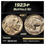 1923-p Buffalo Nickel 5c Grades ms65