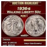 1936-s Walking Liberty Half Dollar 50c ms65+ SEGS