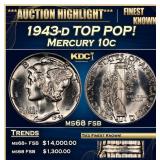 1943-d Mercury Dime TOP POP! 10c ms68 fsb SEGS