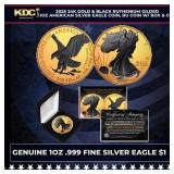 2025 24K Gold & Black Ruthenium Gilded 1oz America