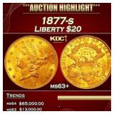 1877-s Gold Liberty Double Eagle $20 ms63+ SEGS