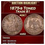 1875-s Trade Dollar Toned $1 ms62 USCG