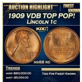 1909 VDB Lincoln Cent TOP POP! 1c ms68 rd SEGS