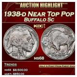 1938-d Buffalo Nickel Near Top Pop 5c ms68 SEGS