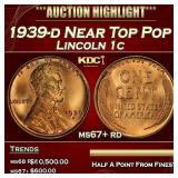 1939-d Lincoln Cent Near Top Pop 1c ms67+ rd SEGS