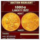 1880-s Gold Liberty Double Eagle $20 ms63+ SEGS