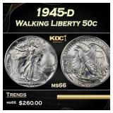 1945-d Walking Liberty Half Dollar 50c Grades ms66
