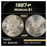 1887-p Morgan Dollar $1 Grades ms65