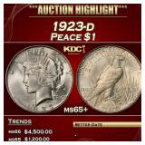 1923-d Peace Dollar $1 ms65+ SEGS