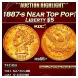 1887-s Gold Liberty Half Eagle Near Top Pop! $5 ms