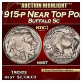 1915-p Buffalo Nickel Near Top Pop! 5c ms67 SEGS