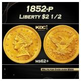 1852-p Gold Liberty Quarter Eagle $2 1/2 ms62+ USC