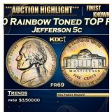 1950 Proof Jefferson Nickel Rainbow Toned TOP POP!