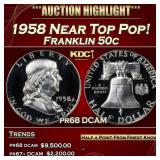 1958 Proof Franklin Half Dollar Near Top Pop! 50c