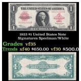 1923 $1 United States Note Grades vf++ Signatures