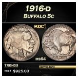 1916-d Buffalo Nickel 5c Grades ms64