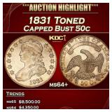 1831 Capped Bust Half Dollar Toned 50c ms64+ SEGS