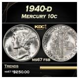 1940-d Mercury Dime 10c ms67 fsb SEGS