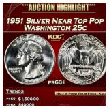1951 Proof Washington Quarter Silver Near Top Pop