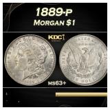 1889-p Morgan Dollar $1 Grades ms63+