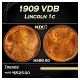 1909 VDB Lincoln Cent 1c Grades ms66 rd