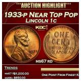 1933-p Lincoln Cent Near Top Pop 1c ms67 rd SEGS
