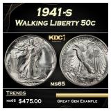 1941-s Walking Liberty Half Dollar 50c Grades ms65