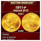 1911-p Gold Indian Eagle $10 ms66 SEGS