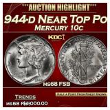 1944-d Mercury Dime Near Top Pop! 10c ms68 FSB SEG