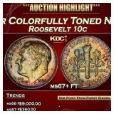 1962-p Roosevelt Dime Silver Colorfully Toned Near