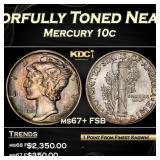 1941-p Mercury Dime Colorfully Toned Near Top Pop!