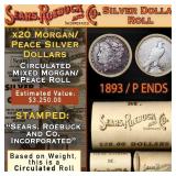 SEARS 20 Coin Mixed Morgan/Peace Dollar Roll Circ