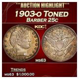 1903-o Barber Quarter Toned 25c ms63 USCG