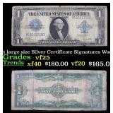 1923 $1 large size Silver Certificate Grades vf+ S