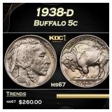 1938-d Buffalo Nickel 5c ms67 SEGS