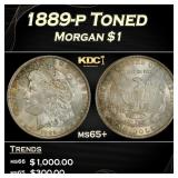 1889-p Morgan Dollar Toned $1 Grades ms65+