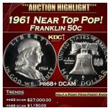 1961 Proof Franklin Half Dollar Near Top Pop! 50c