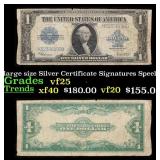 1923 $1 large size Silver Certificate Grades vf+ S